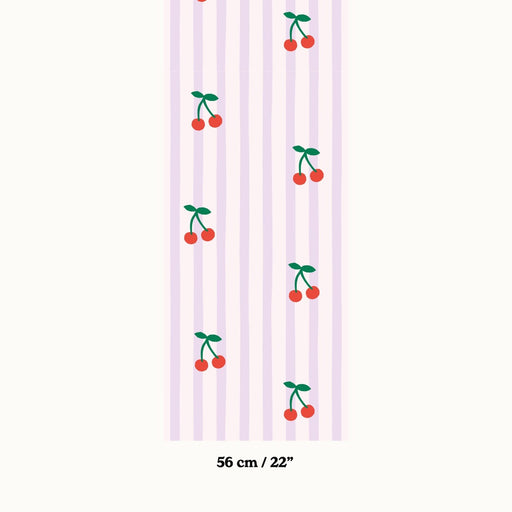 Cherries and Stripes Bespoke Wallpaper - Peel & Stick Wallpapers by Made of Sundays
