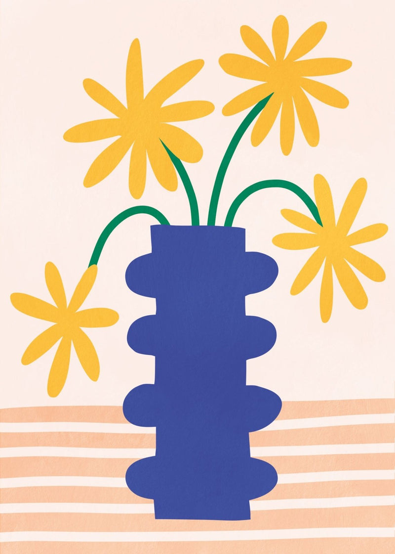 Flowers in blue vase, Poster - Posters by Made of Sundays