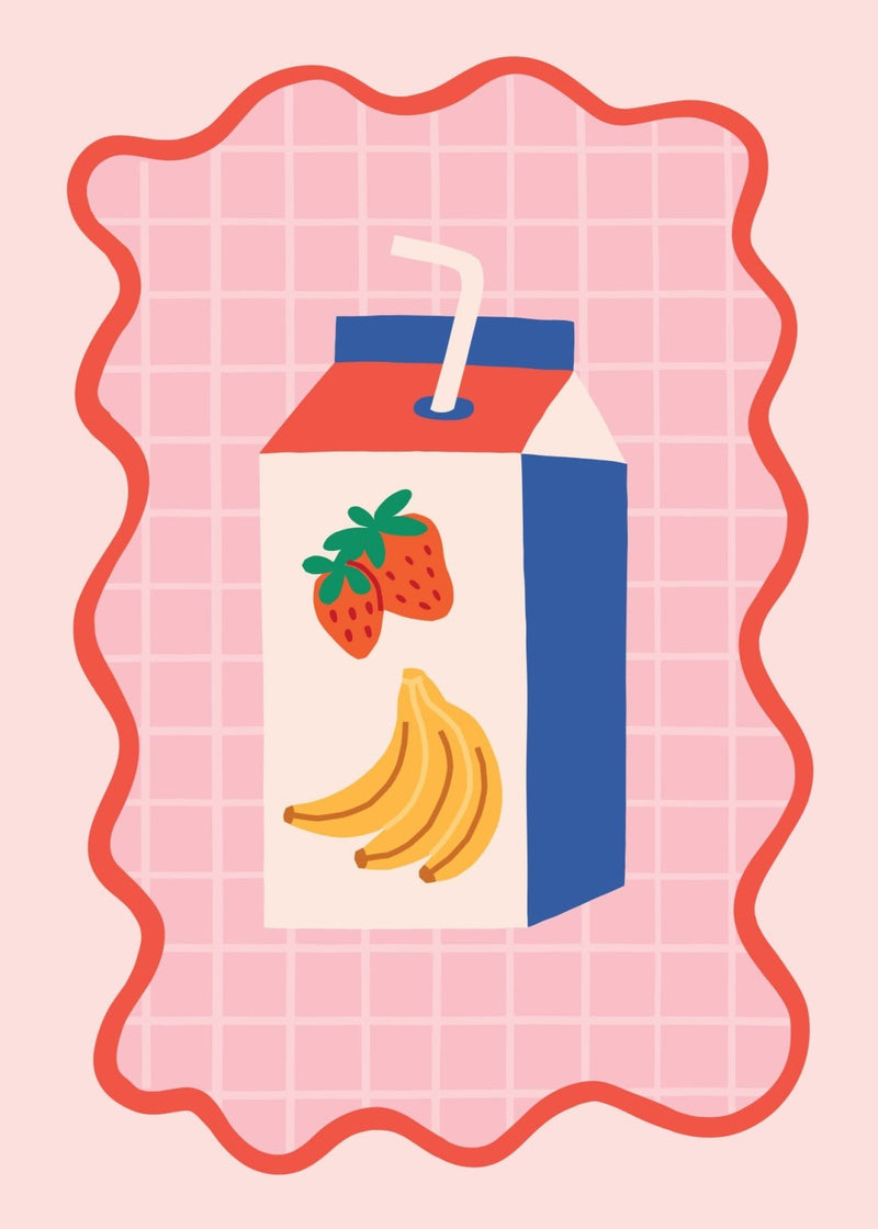 Strawberry Banana Milk, Poster - Posters by Made of Sundays
