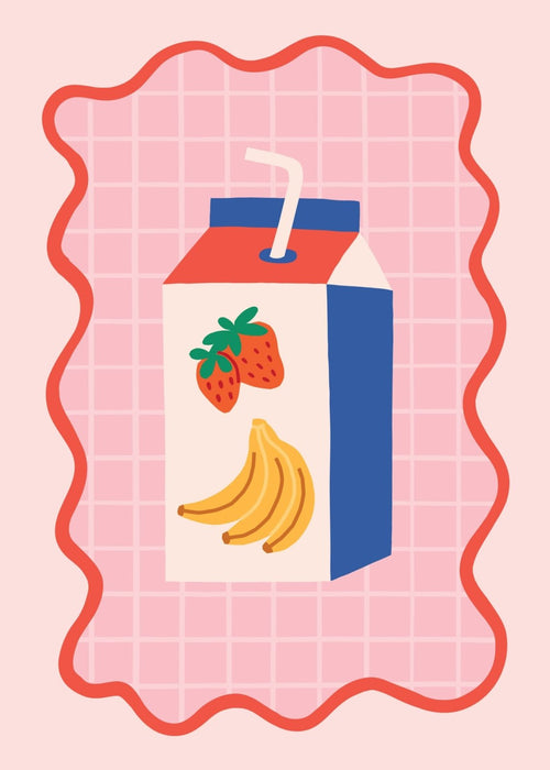 Strawberry Banana Milk, Poster - Posters by Made of Sundays
