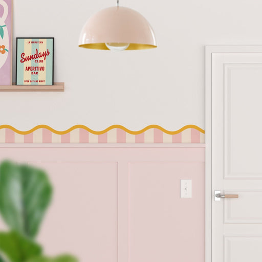 Striped Riviera Wave Bespoke Wallpaper Border - Peel & Stick Wallpapers by Made of Sundays