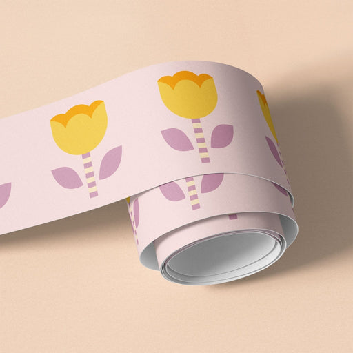 Striped Tulip Wallpaper Border - Peel & Stick Wallpapers by Made of Sundays