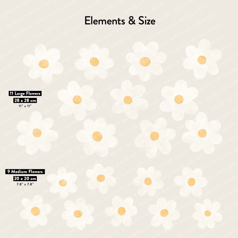 Big Daisy flowers Wall Stickers - Made of Sundays