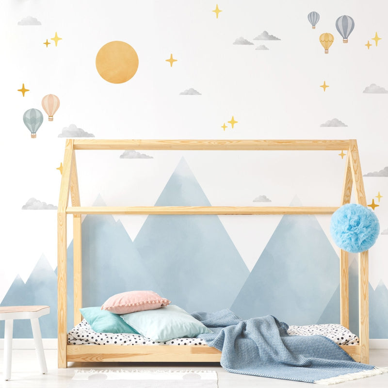 Big Mountains and Hot Air Balloons Wall Stickers - Made of Sundays
