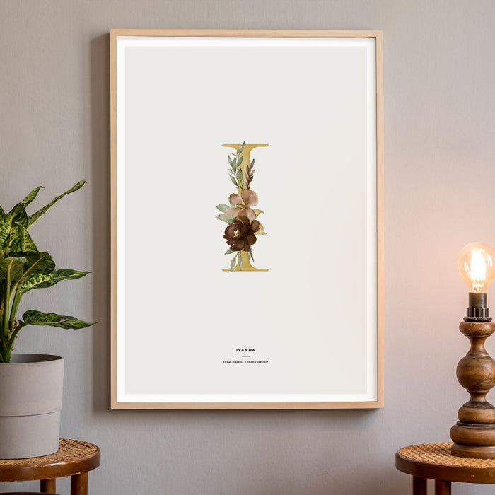 Birth Poster, Floral Letter - Made of Sundays