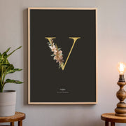 Birth Poster, Floral Letter - Dark - Made of Sundays