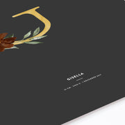 Birth Poster, Floral Letter - Dark - Made of Sundays