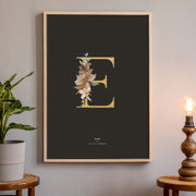 Birth Poster, Floral Letter - Dark - Made of Sundays