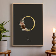 Birth Poster, Floral Letter - Dark - Made of Sundays