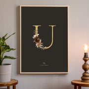 Birth Poster, Floral Letter - Dark - Made of Sundays