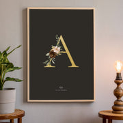 Birth Poster, Floral Letter - Dark - Made of Sundays