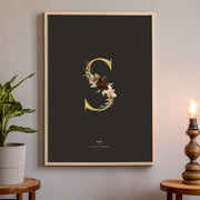 Birth Poster, Floral Letter - Dark - Made of Sundays