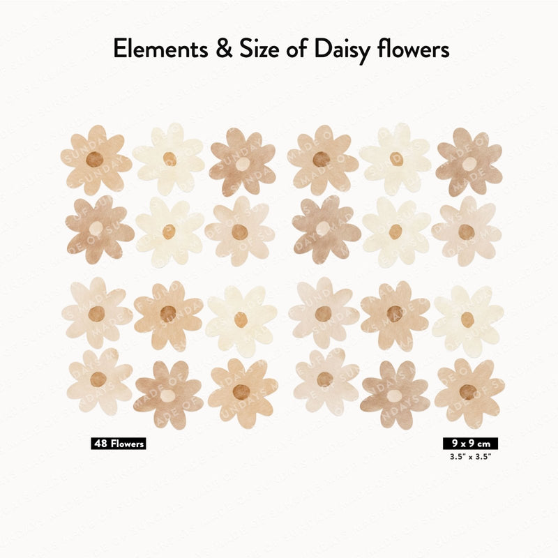 Boho Daisy flowers Wall Stickers - Made of Sundays