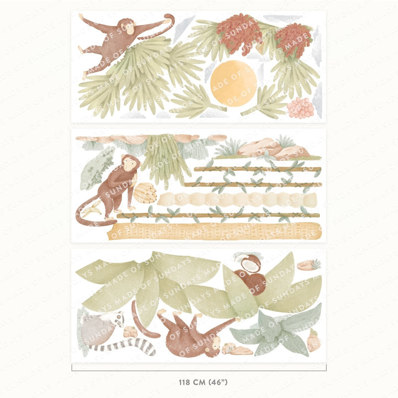Boho Jungle Oasis Monkeys Wall Stickers - Made of Sundays