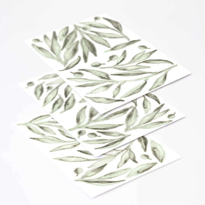 Botanical Olive Leaves Wall Stickers - Plastic-free wall decals for easy home decor