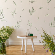 Botanical Olive Leaves Wall Stickers - Plastic-free wall decals for easy home decor