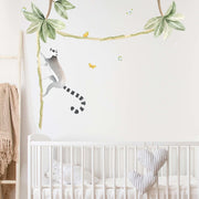 Climbing Lemur and tropical leaves Wall Stickers - Made of Sundays