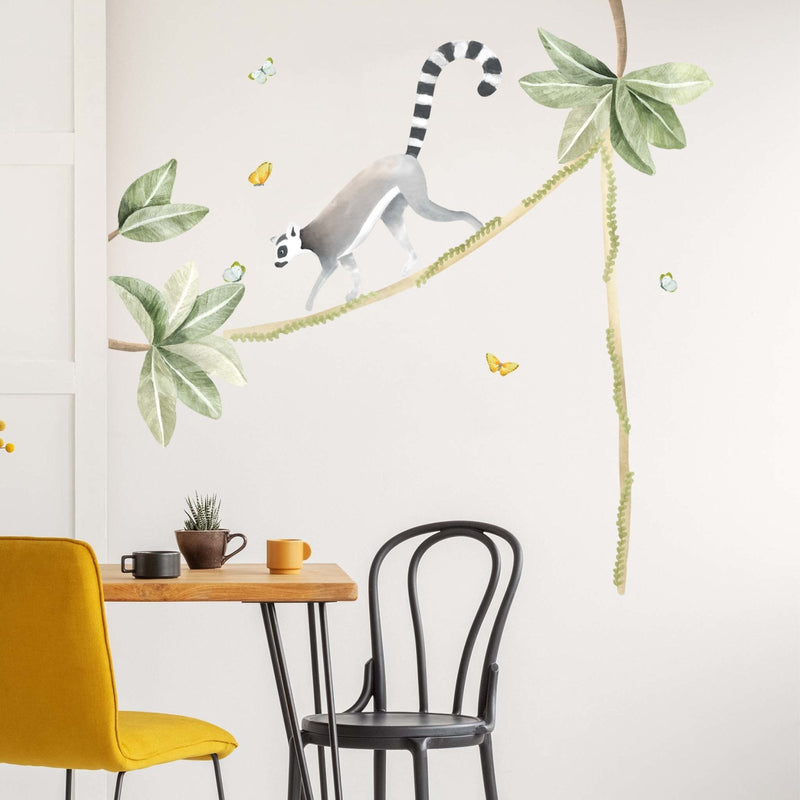 Climbing Lemur and tropical leaves Wall Stickers - Made of Sundays
