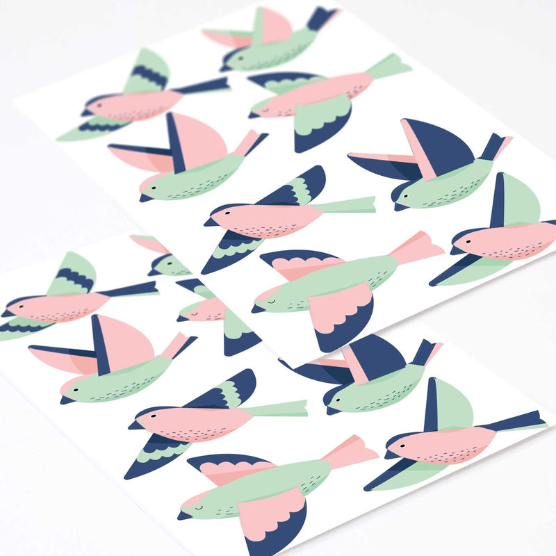 Autocollants Muraux Oiseaux de Forêt Colorés