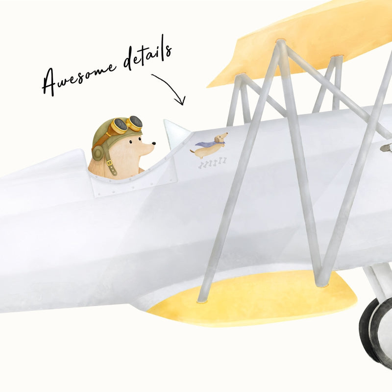 Autocollants Muraux Chien Pilote Avion
