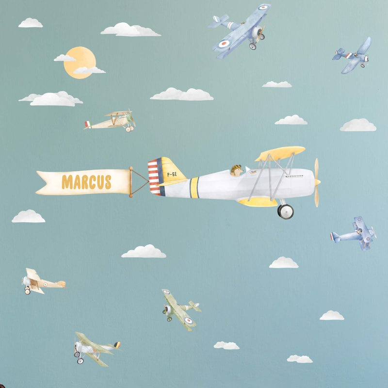 Dog Pilot Personalised Airplane Wall Stickers