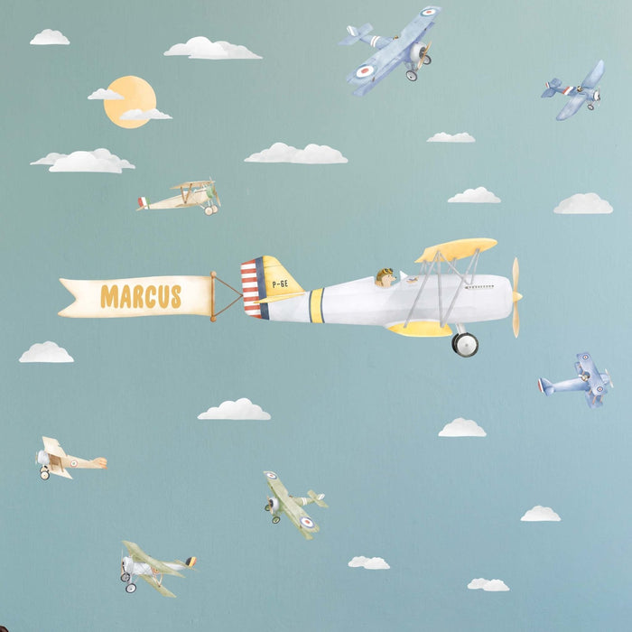 Dog Pilot Personalised Airplane Wall Stickers