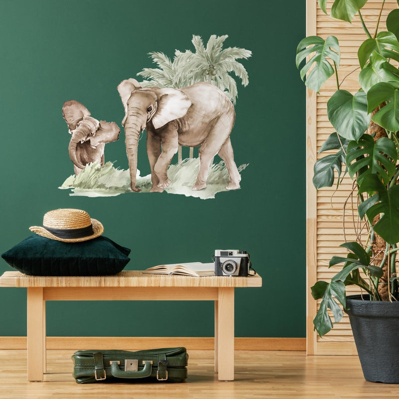 Elephants with Palms Wall Sticker