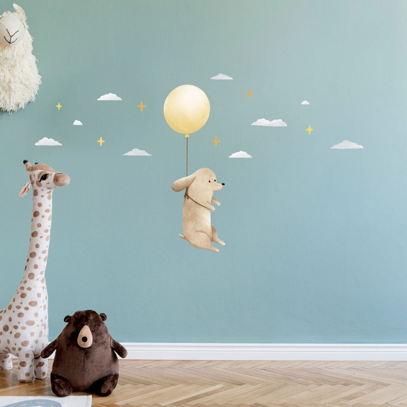 Autocollant mural chien flottant