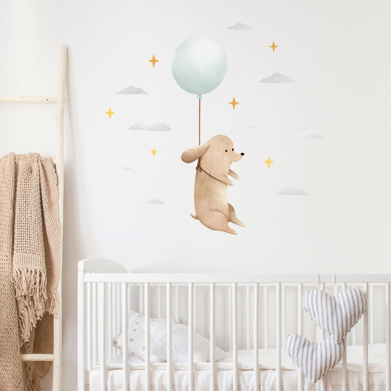 Autocollant mural chien flottant