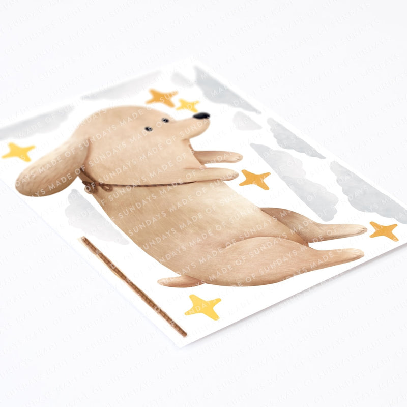 Autocollant mural chien flottant
