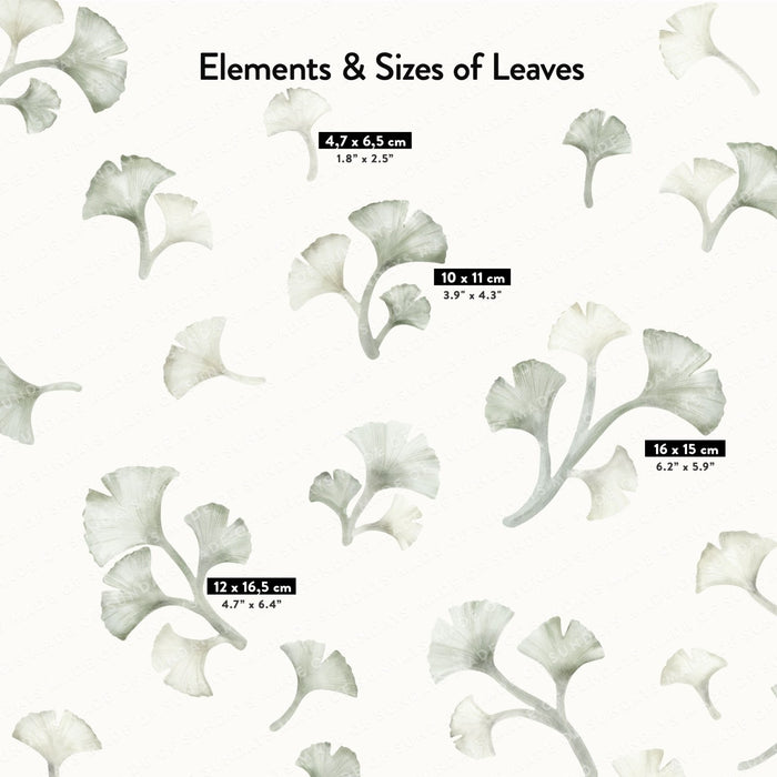Stickers muraux botaniques feuilles de ginkgo