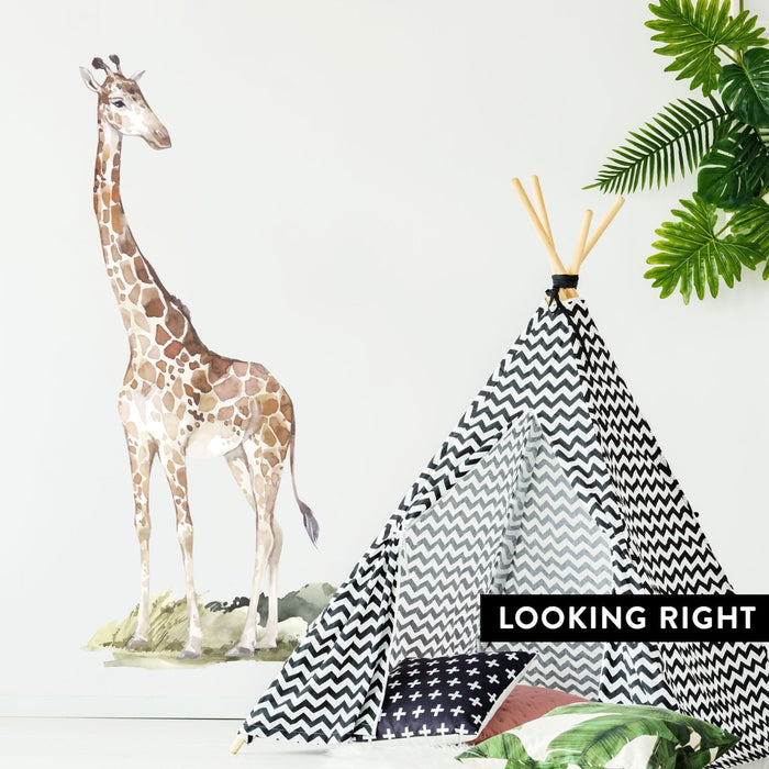 Girafe et plantes - Stickers muraux