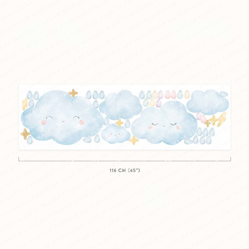 Nuages Heureux & Gouttes de Pluie sticker muraux