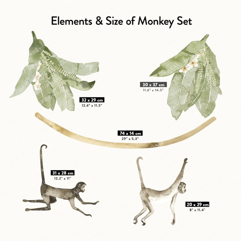 Jungle Monkey Wall Stickers - Made of Sundays