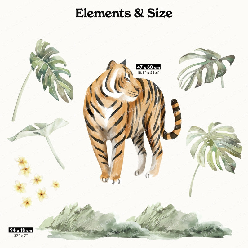 Jungle Tiger & Plants Wall Stickers - Made of Sundays
