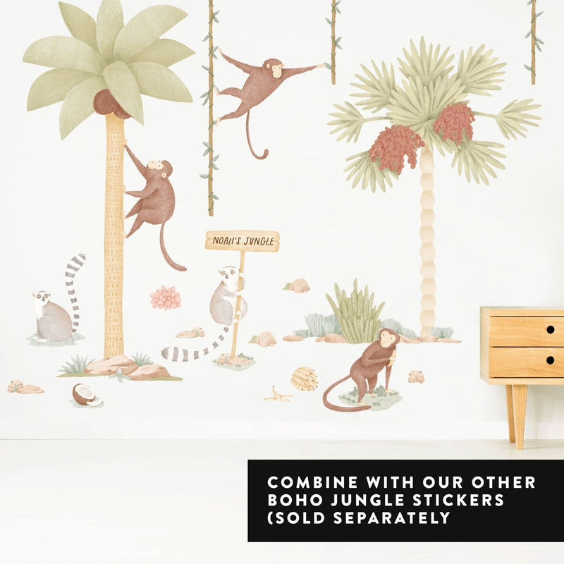 Lemur Boho Jungle Sign Personalised Wall Sticker