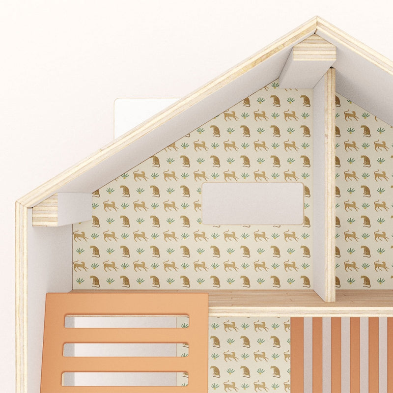 Leopards and Plants Dollhouse Wallpaper - Dollhouse Wallpapers by Made of Sundays