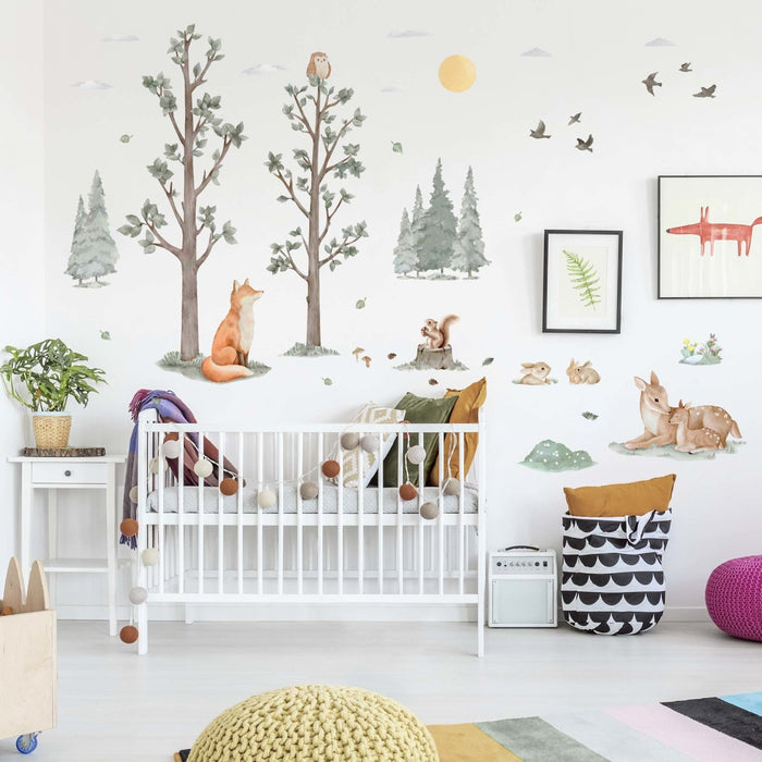 Nordic Forest Animals and Trees Wall Stickers