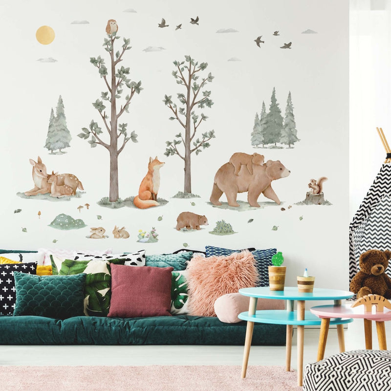 Nordic Forest Animals and Trees Wall Stickers