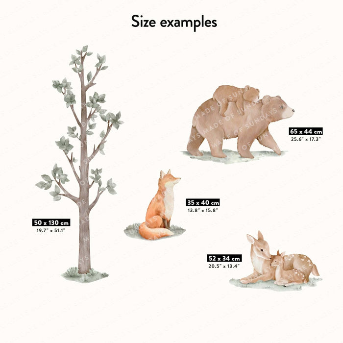 Stickers muraux animaux et arbres de la forêt nordique
