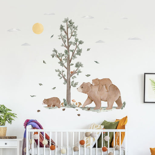Nordic Forest Bear and Cub Wall Stickers - Made of Sundays