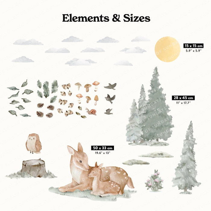 Nordic Forest Deer family Wall Stickers - Made of Sundays