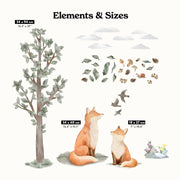 Nordic Forest Fox family Wall Stickers - Made of Sundays
