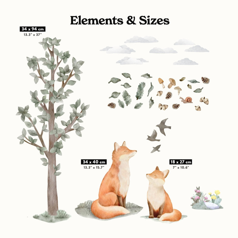 Nordic Forest Fox family Wall Stickers - Made of Sundays