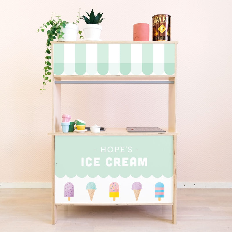 Chez le glacier - Stickers Cuisine Ikea Duktig Personnalisable