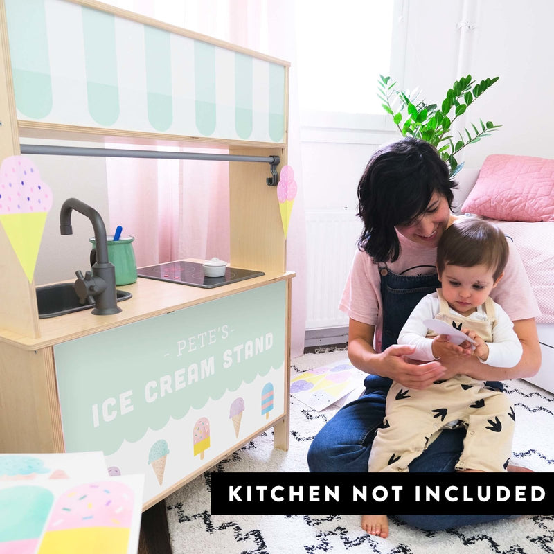 Chez le glacier - Stickers Cuisine Ikea Duktig Personnalisable