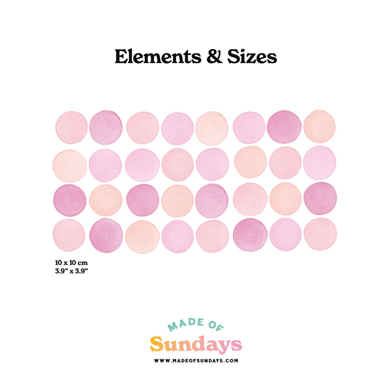 Pink Mix Polka Dot Wall Stickers - Made of Sundays