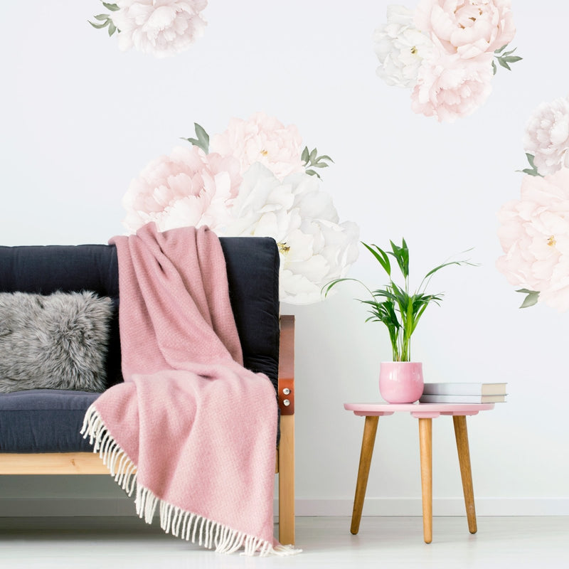 Pink Peony Floral Wall Stickers, wall decals by Made of Sundays