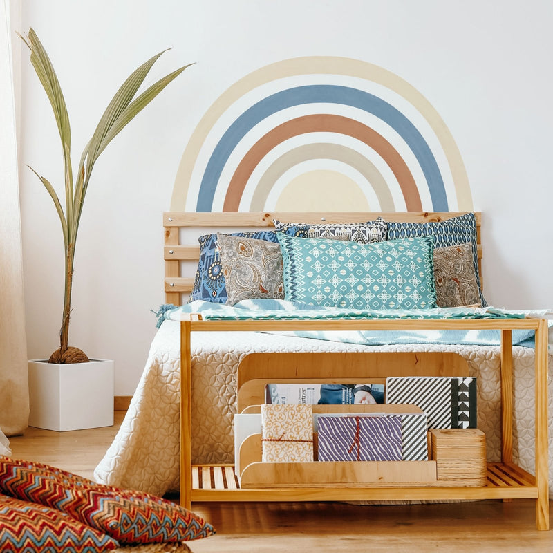 Rainbow Mural wall sticker, Blue Boho