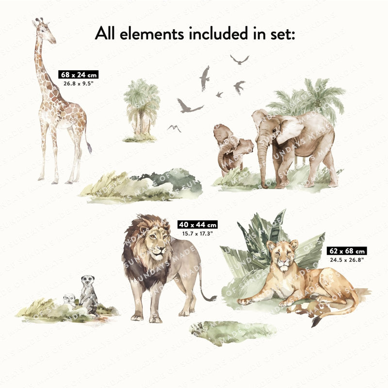 Autocollants Muraux Animaux de la Savane